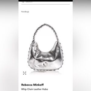 Rebecca minkoff pebbled black leather whip chain hobo shoulder bag